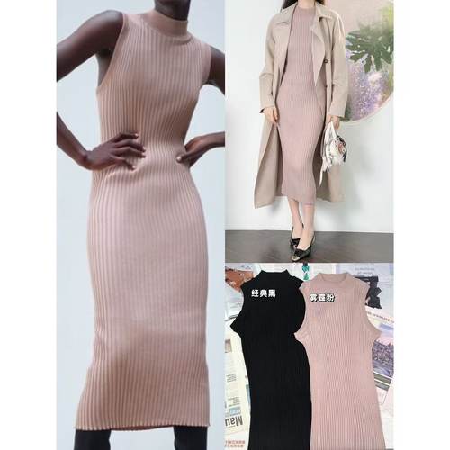 御姐风显瘦半高领针织连衣裙