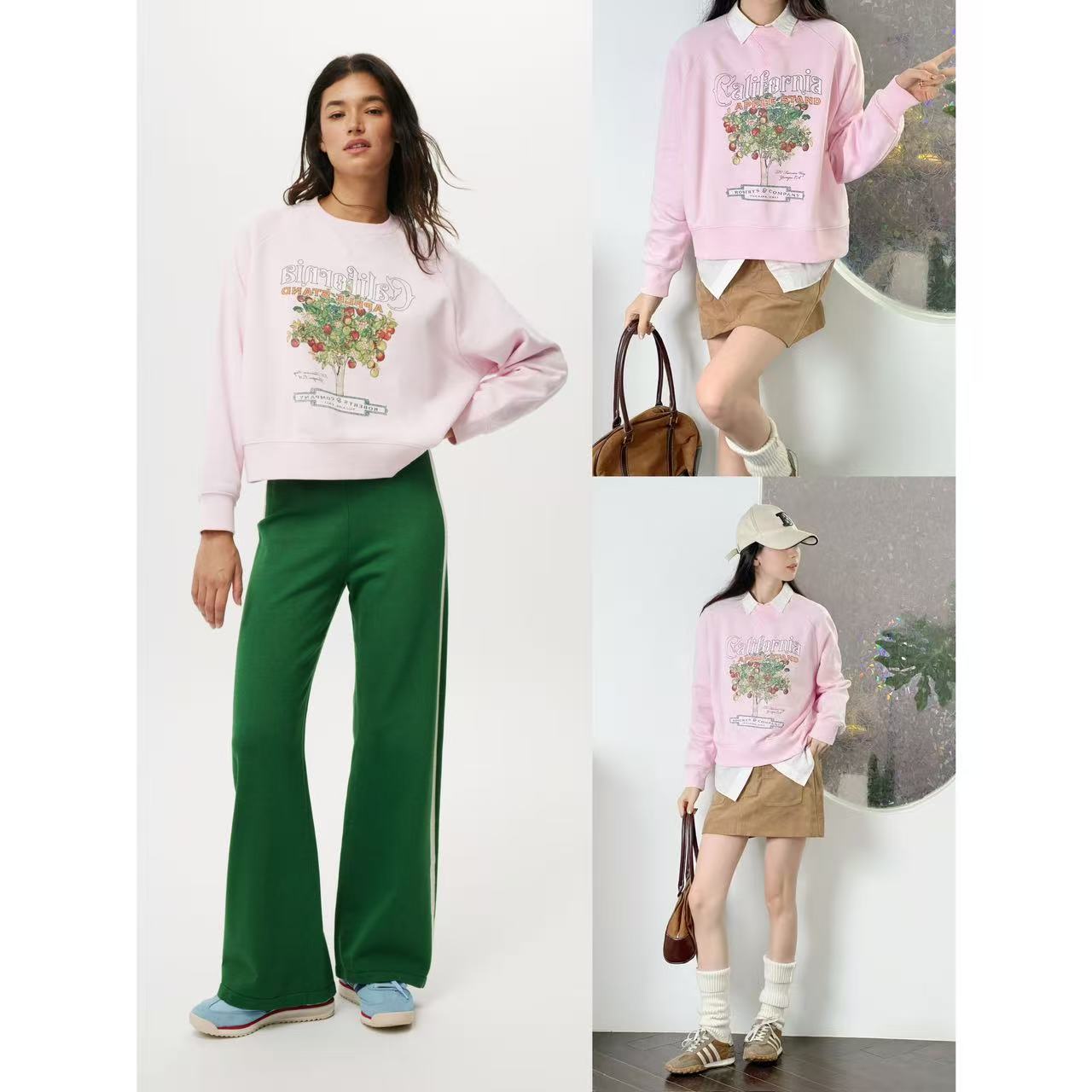 休闲减龄宽松圆领套头百搭卫衣