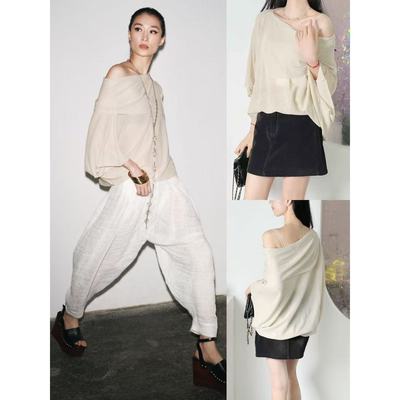 露肩设计感宽松百搭斗篷式上衣