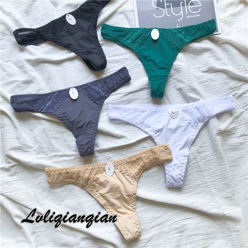 Нижнее белье, милые сексуальные кружевные зеленые штаны, большой размер, тонкий ремешок