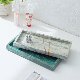 轻奢天然大理石香薰托盘高级感卫浴精油收纳盒展示架玄关摆件置物