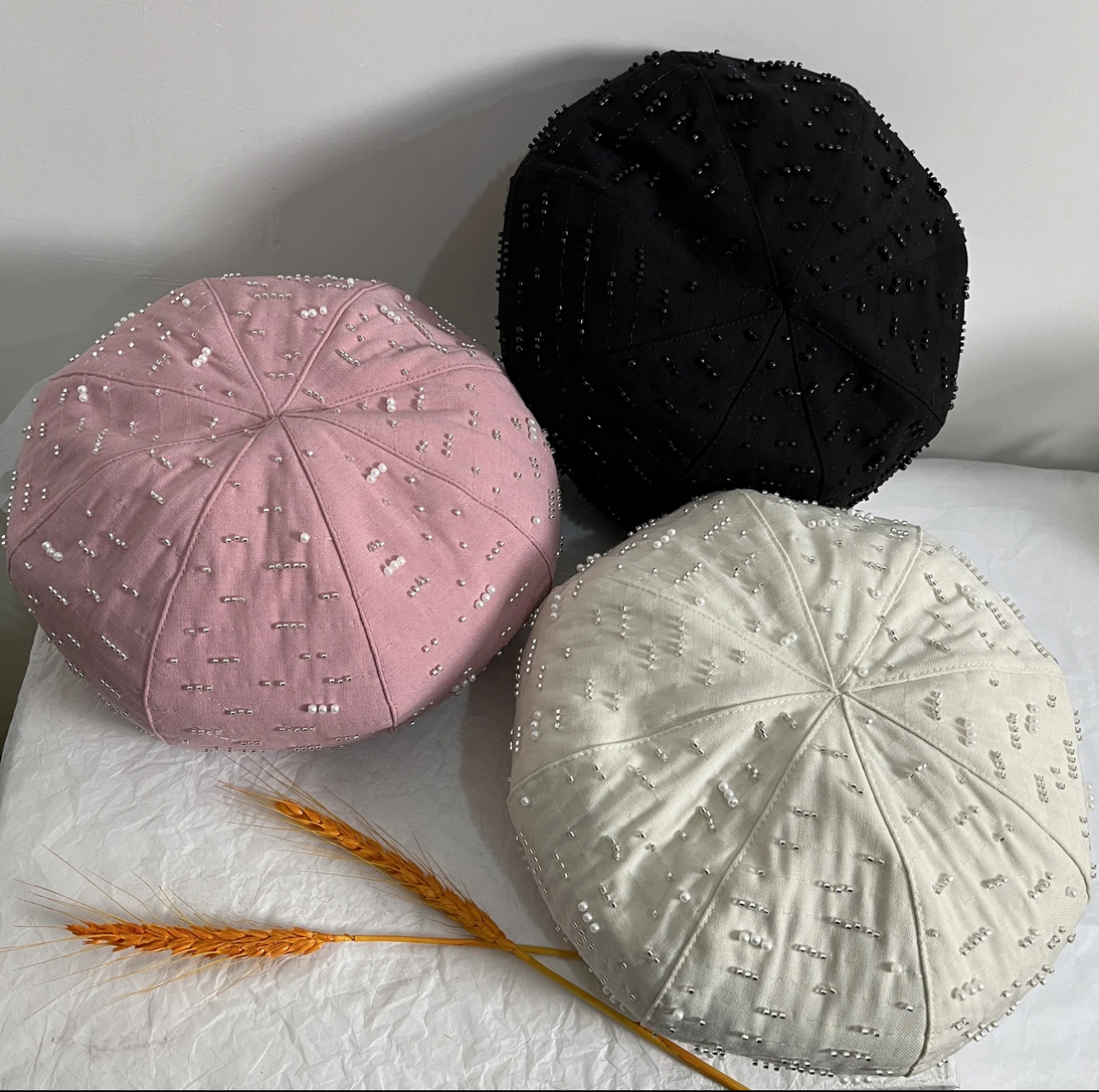 小众设计手工珠珠时尚八角贝雷帽春秋新款百搭女士薄款韩版画家帽