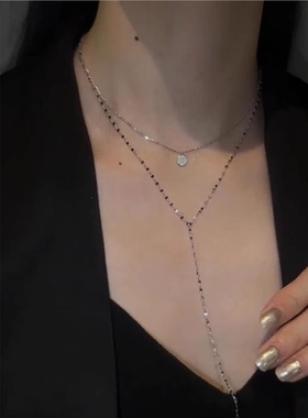 奥特莱斯Y型双层流苏闪钻项链