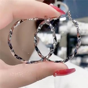 999银针耳环韩国优雅气质大圈圈银针轻奢高级感耳圈女潮小众时尚