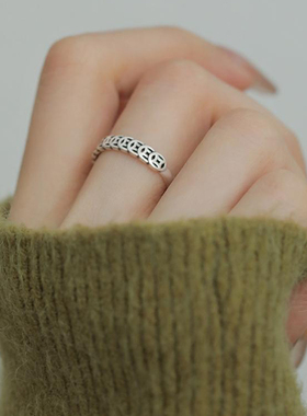 925纯银戒指复古开口铜钱个性时尚开口尾戒小众设计2024新款爆款