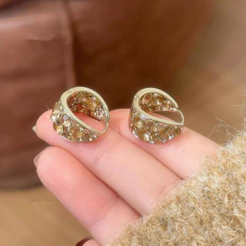 轻奢咖色水滴925银针超闪耳环