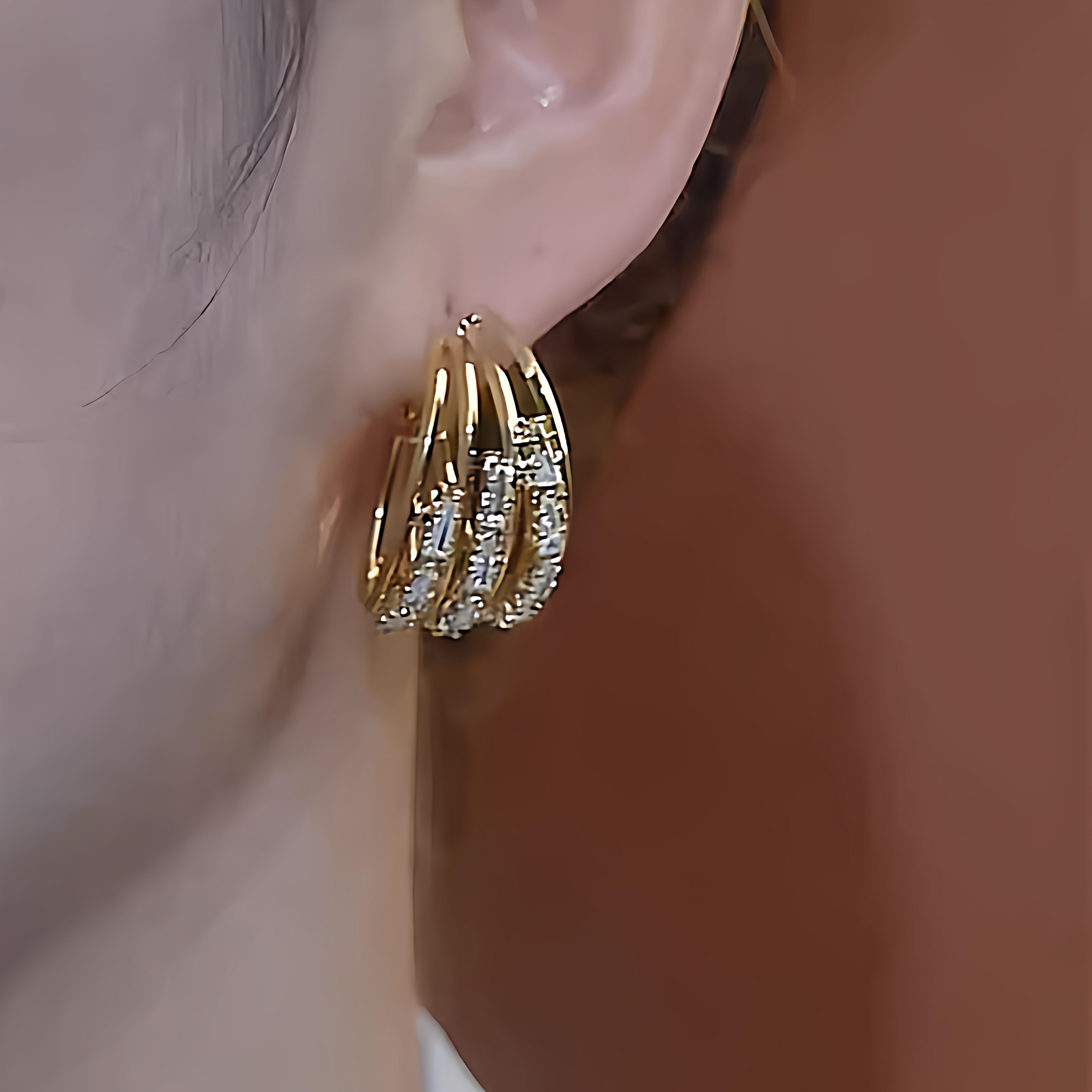 三生三世镶钻银耳环925银针2.5cm