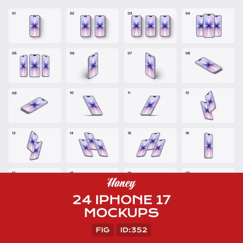 24款多角度iPhone17手机样机Figma格式APP界面设计UI作品集352