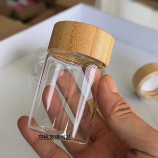 耐高温食品级玻璃密封罐竹木盖玻璃药瓶沉香分装瓶咖啡豆随身瓶
