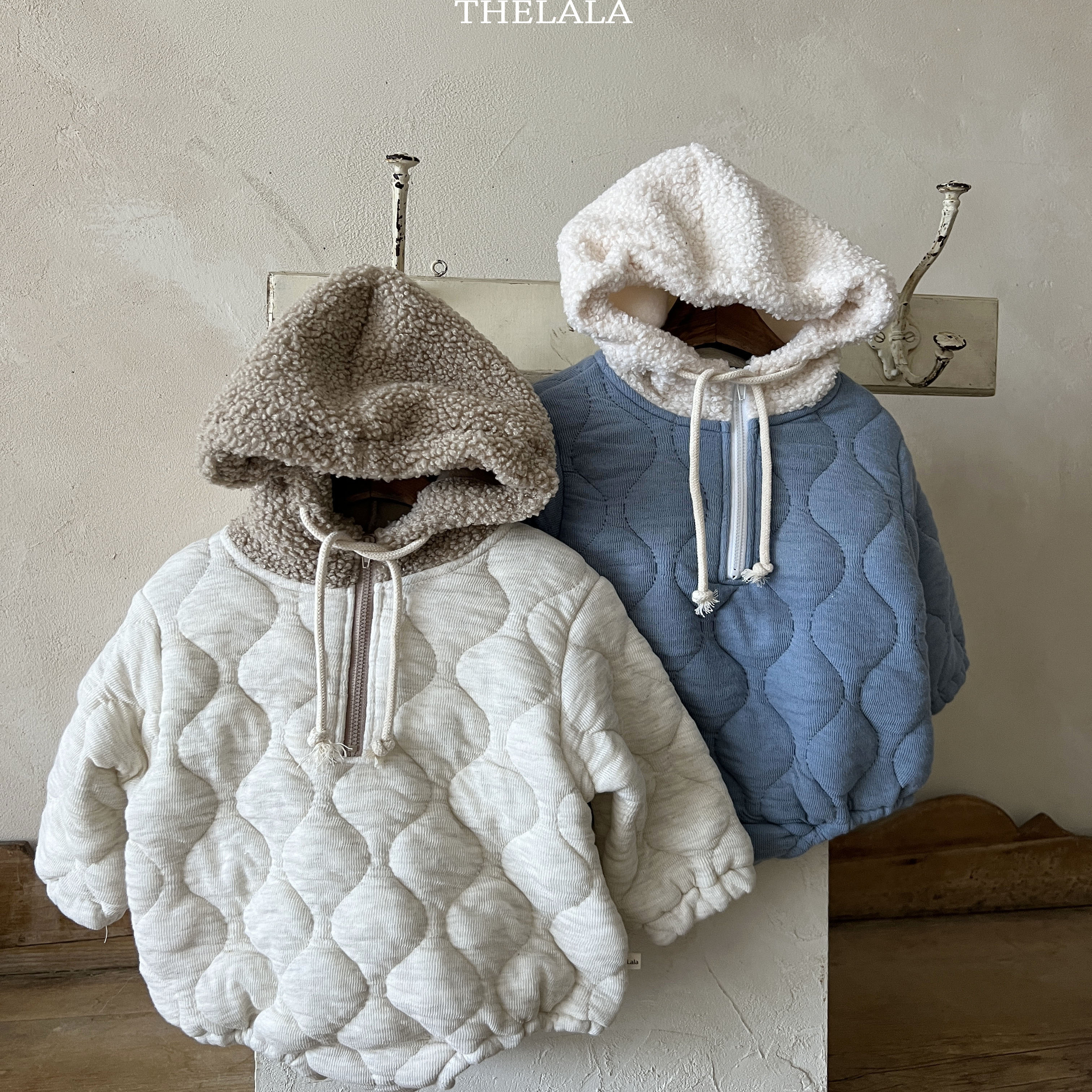 韩国THELALA宝宝加绒连帽爬服