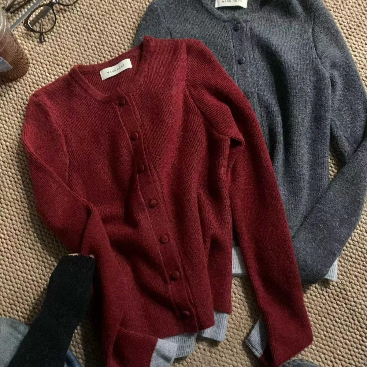 针织开衫复古毛衣撞色针织衫2025秋冬新款慵懒高级打底上衣外套女