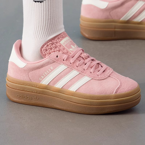 阿迪达斯三叶草女鞋新款GAZELLE BOLD厚底增高T头休闲板鞋 JS3903