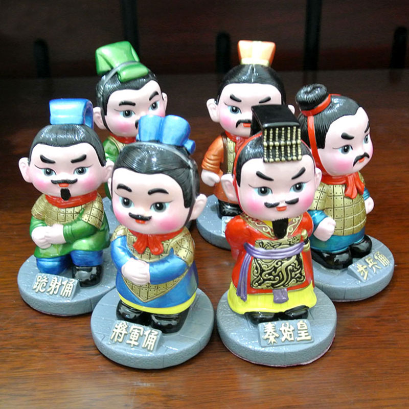 新款卡通q版秦始皇兵马俑纪念品汽车摆件西安旅游纪念品盲盒礼品