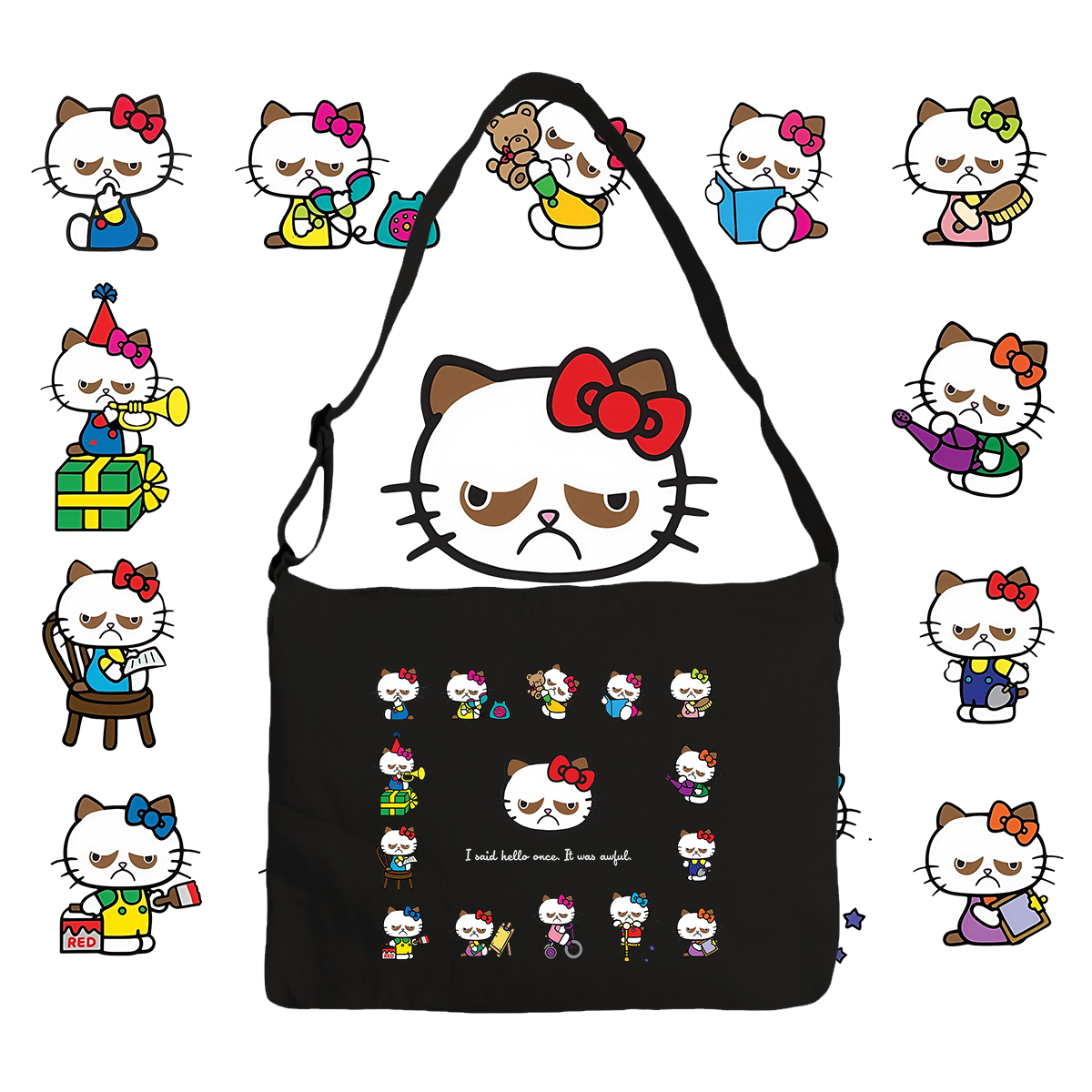 hellokitty哈喽kt凯蒂猫手提单肩斜挎包帆布包袋托特大容量通勤女