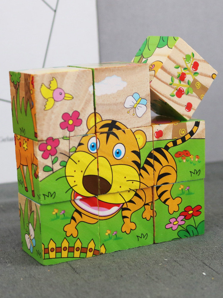 积木质3d立体拼图3到6岁儿童益智玩具幼儿园男女孩简单木头六面画