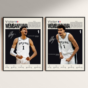 文班亚马海报周边摆件挂画篮球明星NBA纪念品挂件相框卧室装饰画