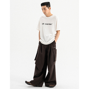 center 西裤 office进口防水羊毛重磅 深棕工装 宽松显瘦 不皱