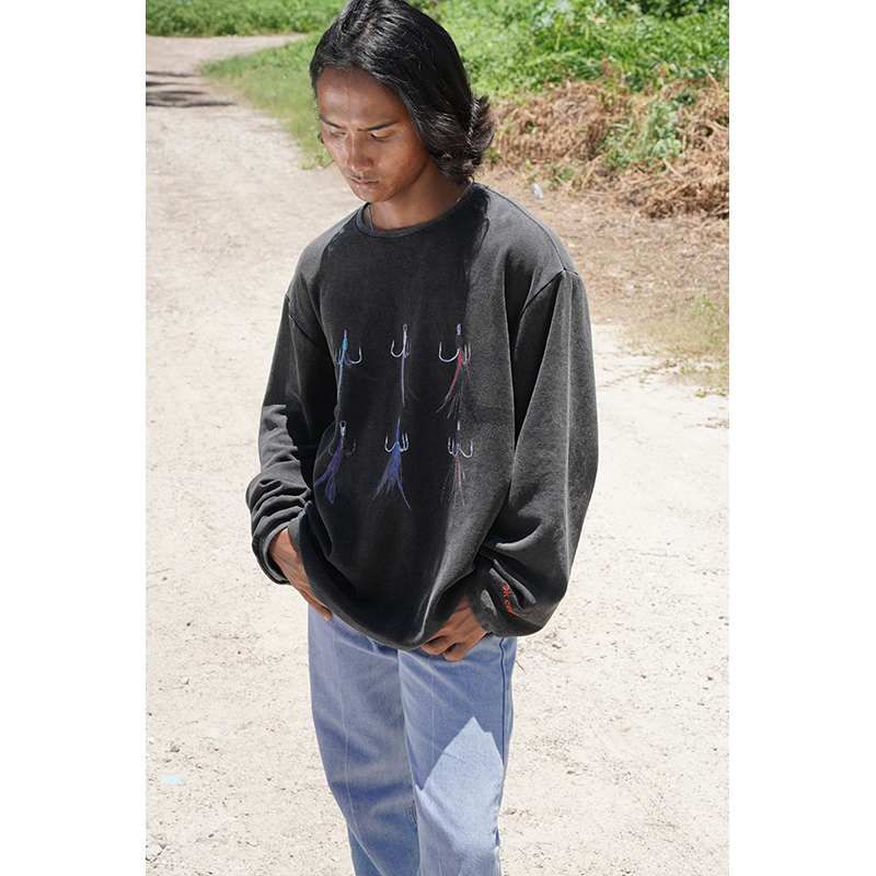 okcenter鱼钩洗水长袖T恤