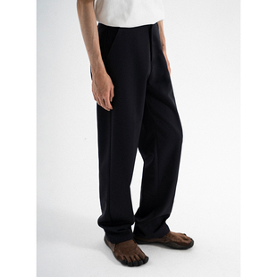 不皱偏窄 office进口防水羊毛深蓝色运动西裤 center