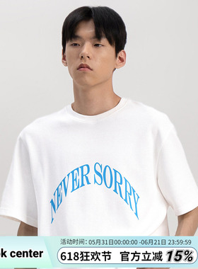 ok center never sorry 基础白蓝大标 宽松基础纯棉重磅