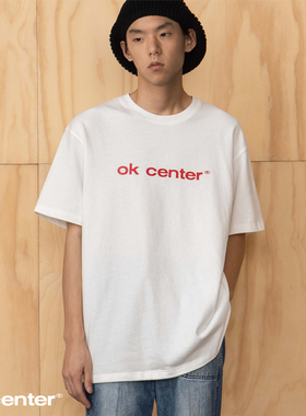 okcenter白红基础字authentic sanded dry 毛感宽松版型TEE