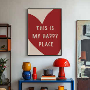 卧室爱心电表箱客厅治愈系装 饰画沙发背景墙挂画艺术油画壁画插画