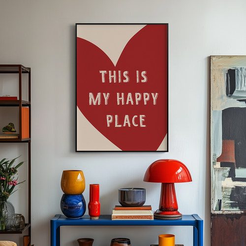 快乐角落客厅卧室沙发过道走廊爱心治愈系装饰画挂画艺术油画壁画