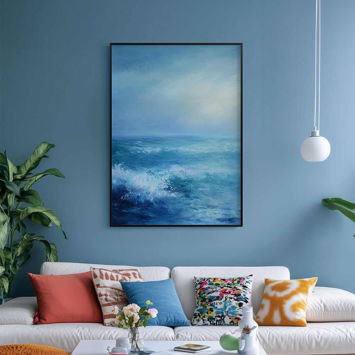 潮声轻语客厅卧室沙发墙壁风景大海自然装饰画挂画艺术框油画壁画,家居饰品,现代装饰画,淘宝优惠券,粉丝福利购,淘宝优惠卷