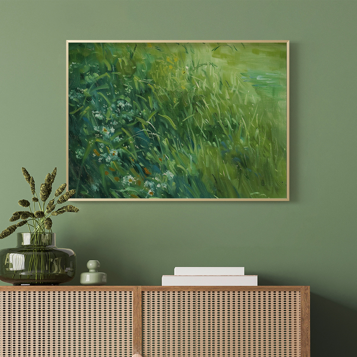绿野客厅卧室沙发过道走廊风景自然植物装饰画挂画艺术框油画壁画图片