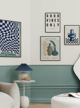 蓝色祈愿客厅卧室沙发玄关墙壁装饰画挂画艺术框油画壁画插画组合