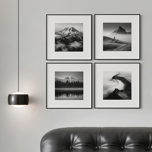 克里斯蒂安哈特曼客厅卧室沙发风景自然黑白装饰画挂画艺术框油画