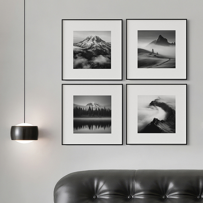 克里斯蒂安哈特曼客厅卧室沙发风景自然黑白装饰画挂画艺术框油画