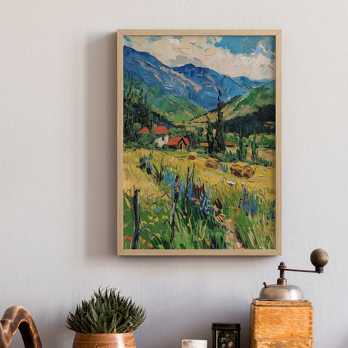 田园牧歌客厅卧室沙发单幅走廊风景自然装饰画挂画艺术框油画壁画