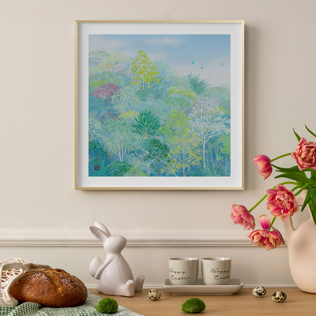 春日梦影客厅卧室沙发风景自然花卉装饰画挂画艺术框油画壁画樱花