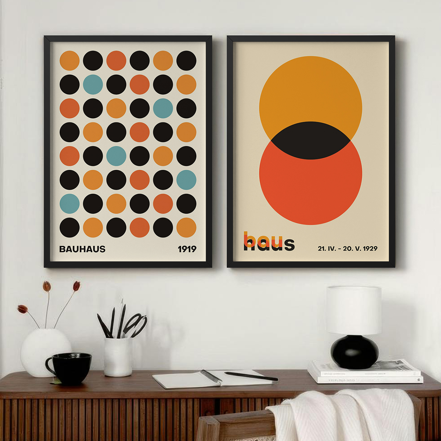 包豪斯客厅卧室沙发玄关墙壁装饰画挂画艺术框油画壁画插画组合