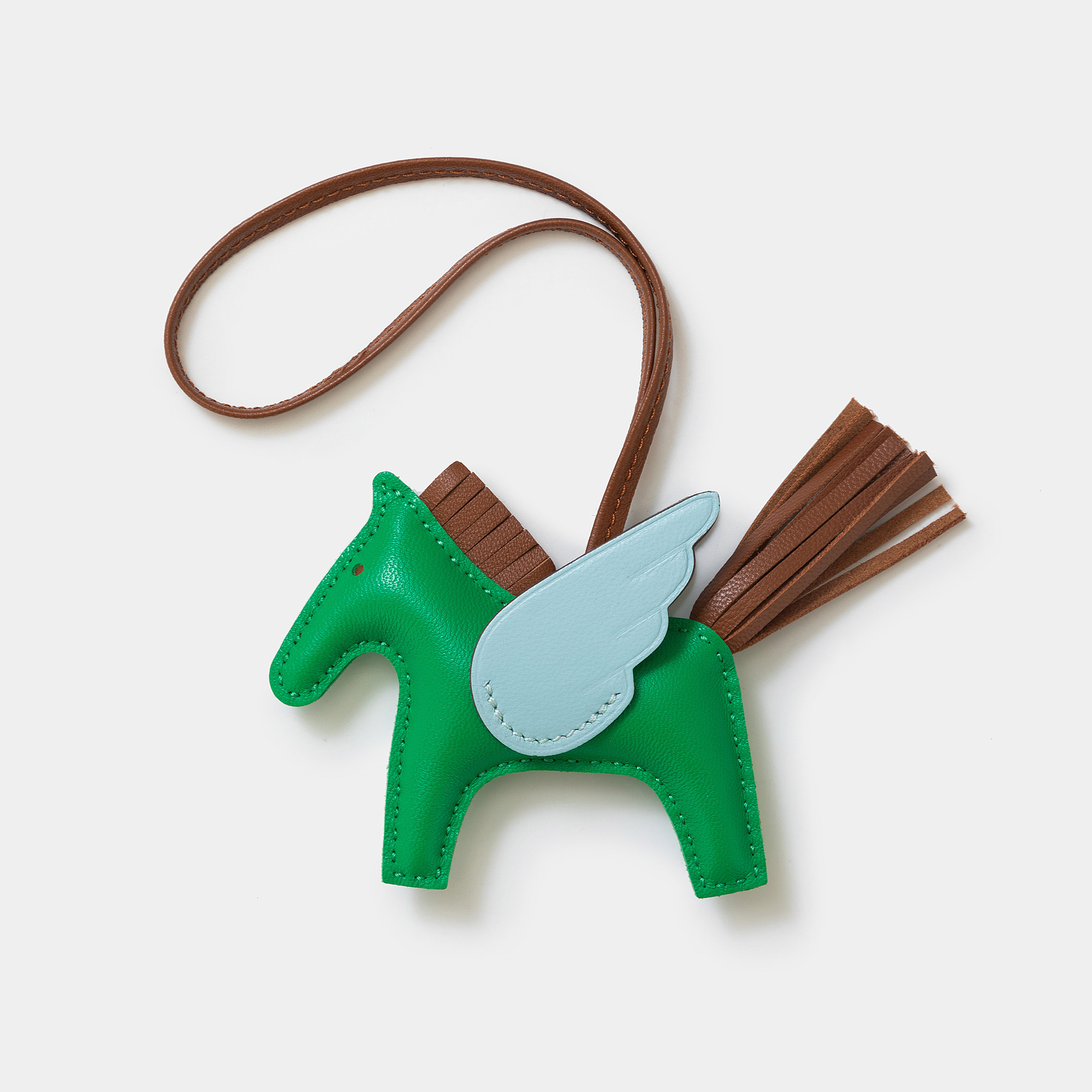 适用于爱马仕包包挂件羊皮拼色小飞马挂件全真皮手工缝线汽车吊坠