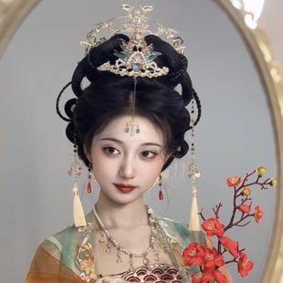 国潮甜美圣母冠合金套装马面裙配流苏古风头饰异域超仙汉服配饰