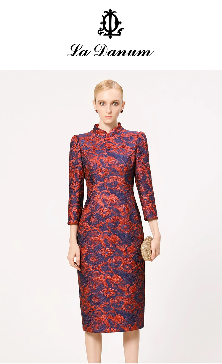 2024年阿丹娜商场专柜同款新中式国风旗袍连衣裙LDA715DRB0
