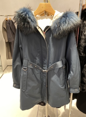 2025年马天奴商场同款MYTENO貉子毛领连帽羽绒服外套MHAUF1DCHP