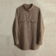 2307 云芝元 工装 兜休闲女士衬衫 新冬款 斜纹全棉咖色翻领长袖