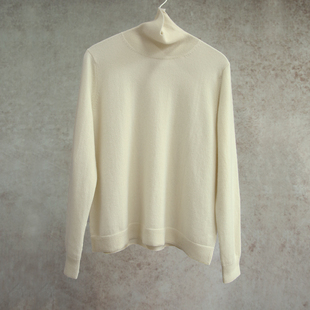 简约打底羊绒1032 云芝元 康赛妮白色baby绒高领纯羊绒套头衫