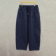 萝卜裤 汉麻棉靛蓝色牛仔半松紧腰撞色线女式 设计师春款 云芝元