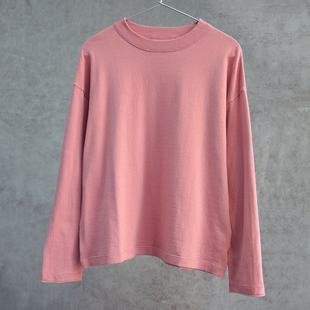 1317M 暗粉色纯棉圆领落肩高捻针织电脑横机休闲套头衫 云芝元 冬款
