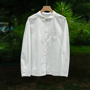 1201 白色西江月高密棉小茶壶简约舒适衬衫 设计师秋款 云芝元