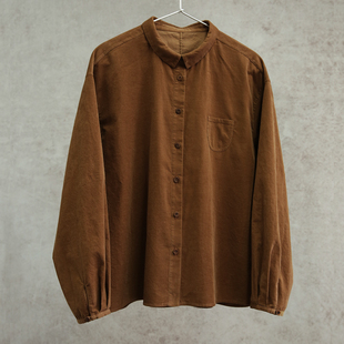 1302 卡其色纯棉细灯芯绒翻领休闲衬衫 新冬款 云芝元