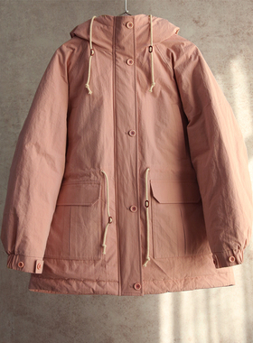 云芝元 新冬款高密棉菘粉插肩袖95白鹅绒连帽保暖羽绒服3001-B