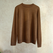 云芝元 德国扬子精纺咖色纯羊毛高圆领横机针织打底衫1204-M