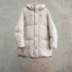 云芝元 新冬款 进口苏文棉牦牛绒米白连帽95白鹅绒中长羽绒服0501M