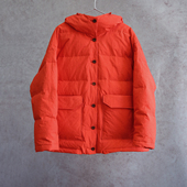 云芝元 新冬款 进口日晒干桔色亚麻棉95白鹅绒连帽保暖羽绒服2002M