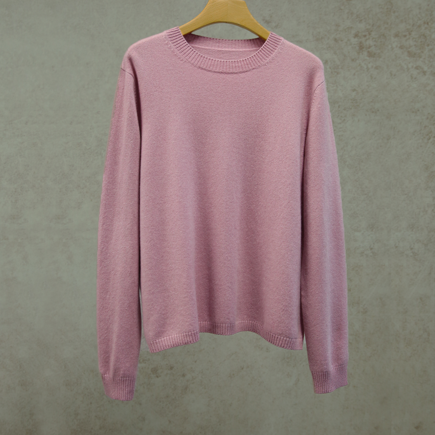 云芝元 秋冬康赛妮纯羊绒粉色圆领内搭舒适保暖打底套头衫1028-M